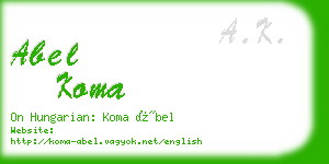 abel koma business card